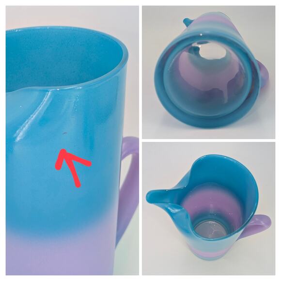 Blendo Bermuda Twist Pitcher Set Blue Purple Glass VTG 1950 Blenko West Virginia - Picture 3 of 10